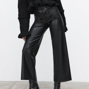 Vegan leather marine straight pant